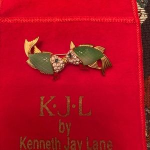 Kissing Fish Pin by Kenneth Jay Lane